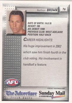 2003 Select The Advertiser-Sunday Mail AFL #76 Nathan Brown Back